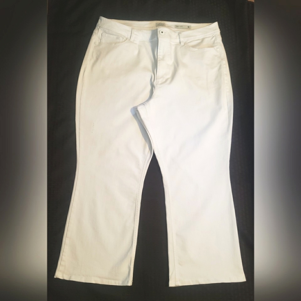J Jill Womens Pants Jeans White Kick Flare Ankle  Cropped Distressed Size 18